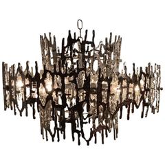 Brutalist Chandelier in Chromed Plastic 5