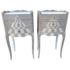 Pair of Whimsical Painted French Oak Nightstands