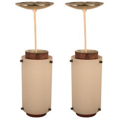 Pair of Hanging Cylinder Tube Light Fixtures