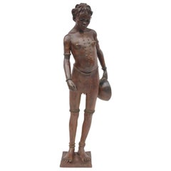 BrJacques Darbaud, Jeune femme avec une gourde, sculpture en bronze