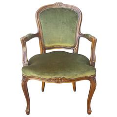 Vintage Arm Chair, Hand-Carved French Louis XV Armchair 