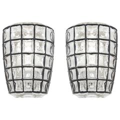 Pair of Wall Lights Lamps Sconces Glashütte Limburg Iron Glass, Germany, 1960s 11