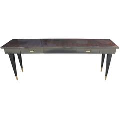 Grand Scale French Art Deco Exotic Macassar Ebony Console Table, circa 1940s