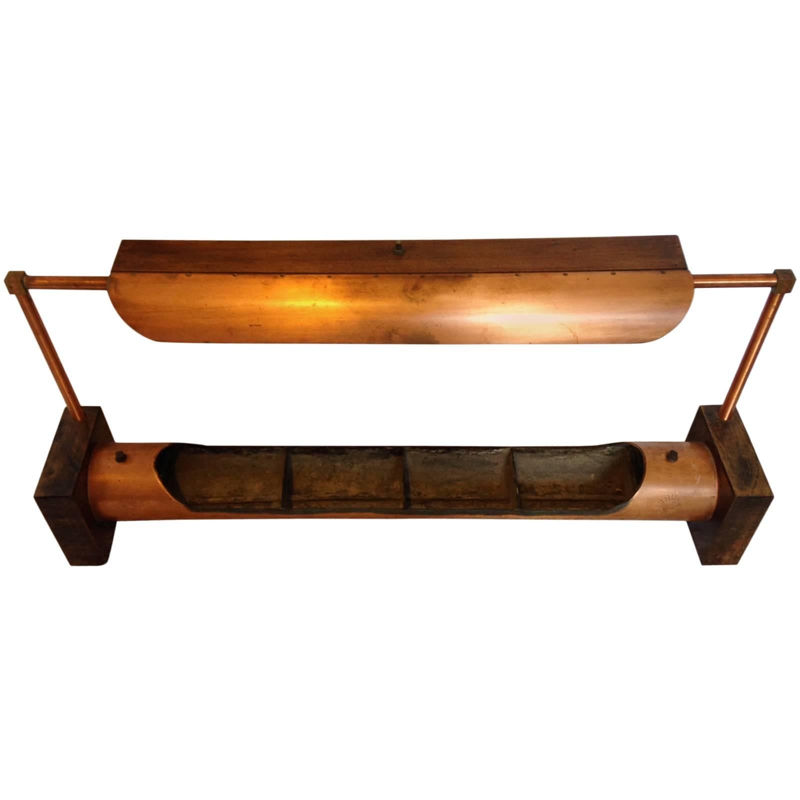 Extraordinary Frank Lloyd Wright Style Modernist Copper Planter Desk Lamp For Sale