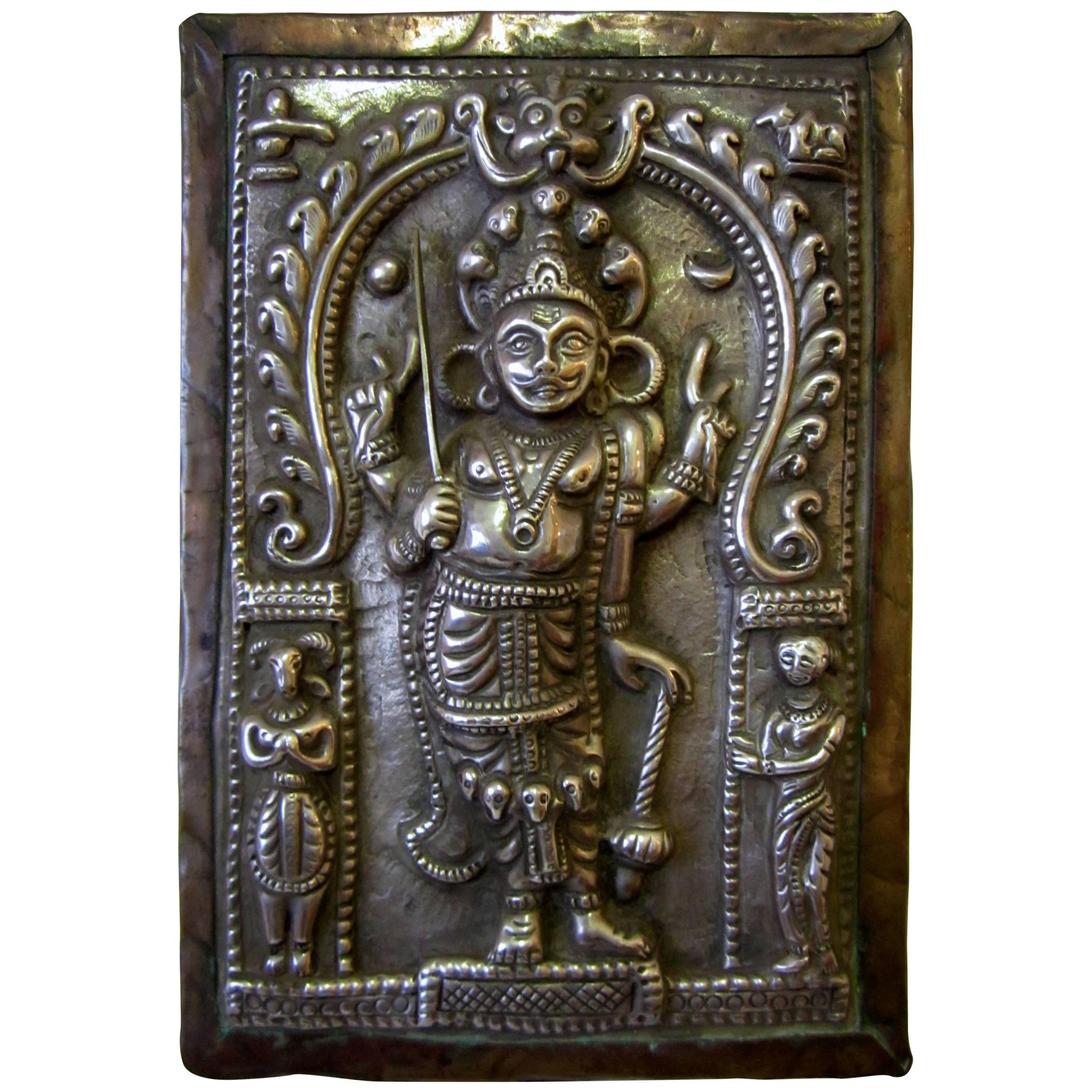 Indian Silver and Copper Plaque of Virabhadra