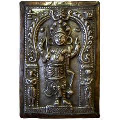 Antique Indian Silver and Copper Plaque of Virabhadra