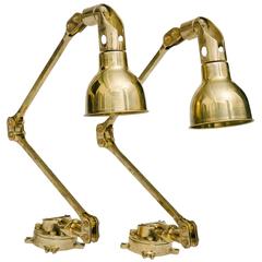 Vintage Pair of Telescoping Brass Wall/Table Lamps