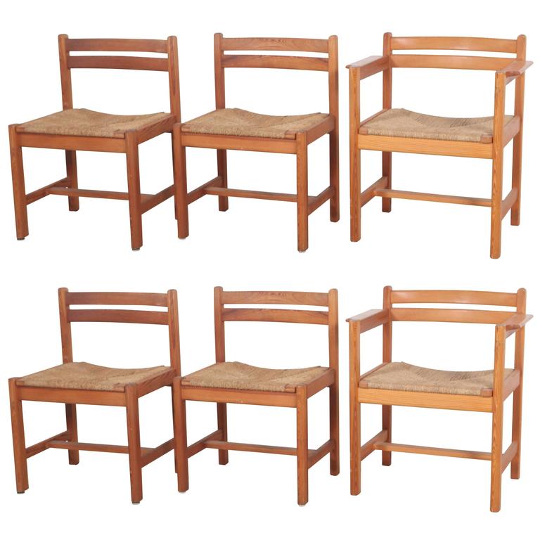 Set Of Six Borge Mogensen Rush Seat Dining Chairs At 1stdibs Set Of Six Borge Mogensen Rush Seat Dining Chairs For