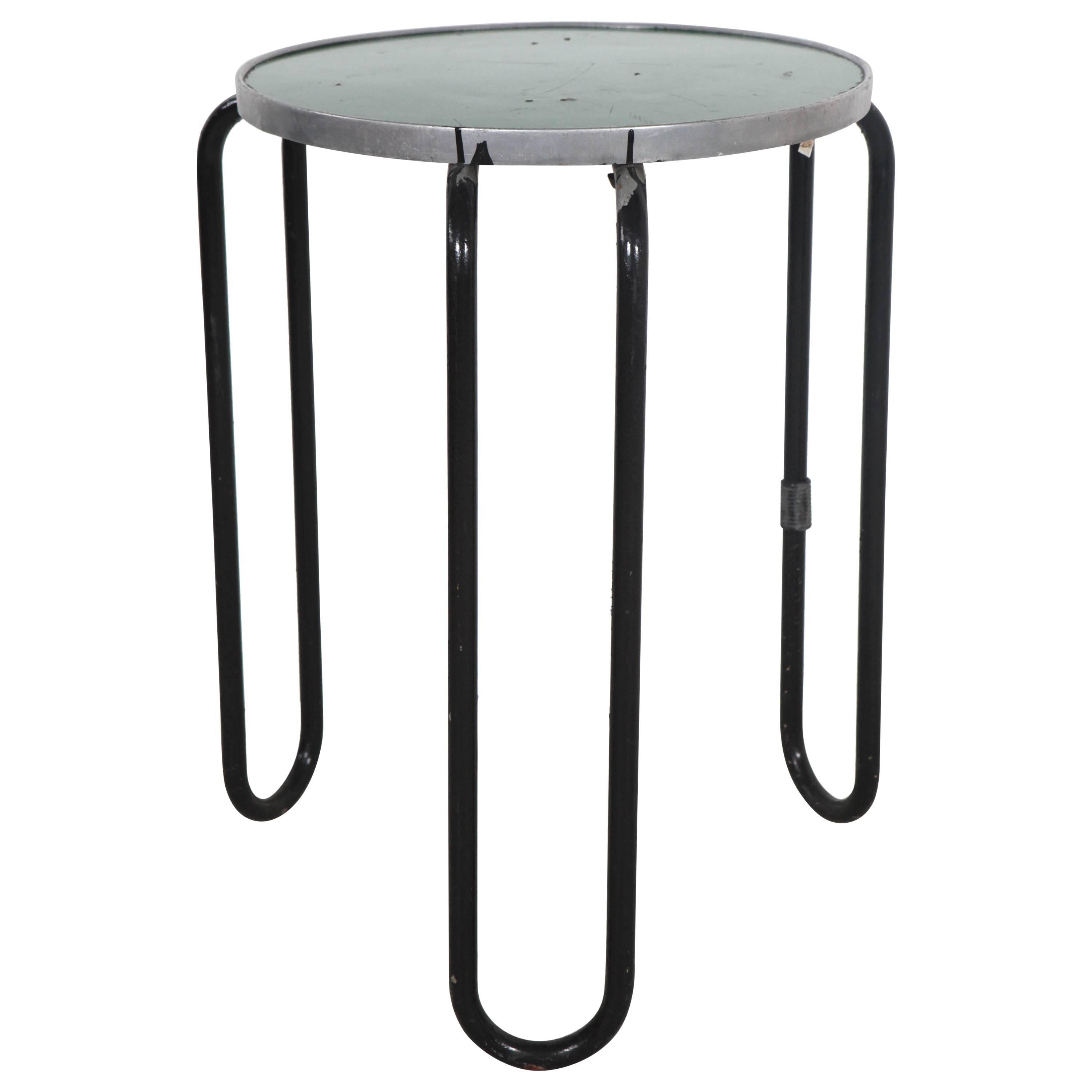 Vintage Italian Curved Metal Round Tall Occasional or Side Table
