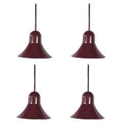 Vintage Metal Burgundy Bell Pendant, Four Available 7