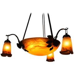 French Art Glass Chandelier By Muller Freres