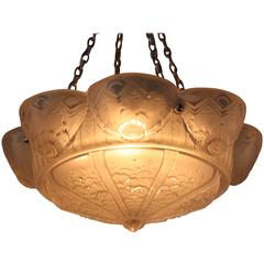 French Art Deco Pendent Light By Muller Freres