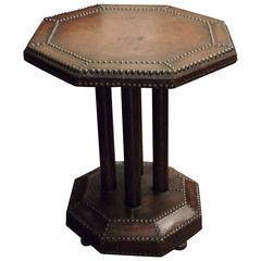 Octagonal Leather Side Table