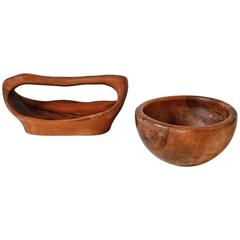 Pair of Sculptural Wooden Bowls, France, 1950s 12
