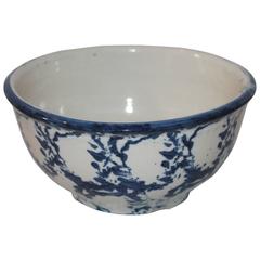 19th Century Sponge Ware Pottery Serving Bowl 1