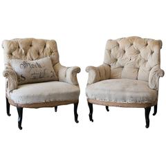 Pair of French Antique Bergères