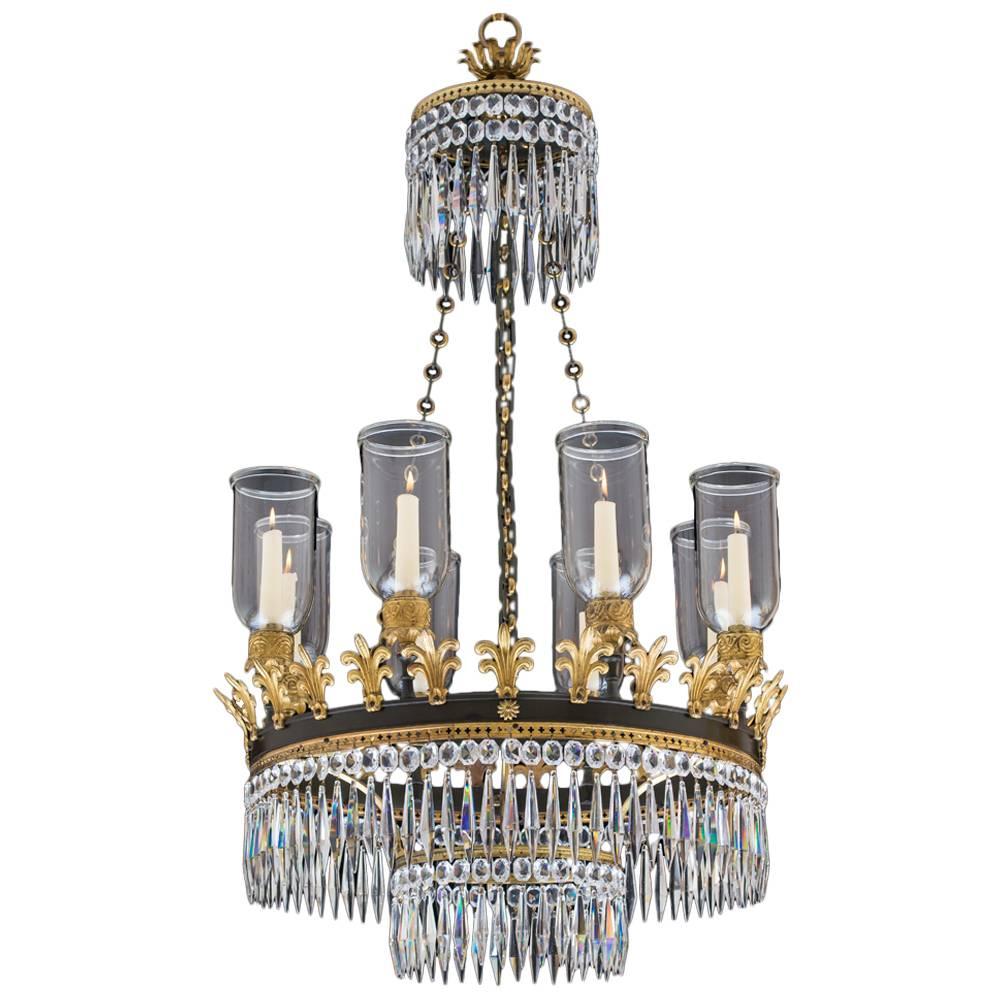 Regency Eight-Light Gilt Bronze Chandelier For Sale