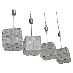 Two Pairs of Glass Kalmar Cube Light Fixtures