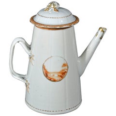 Antique Chinese Export American Market Porcelain Lighthouse Coffee Pot and Cover