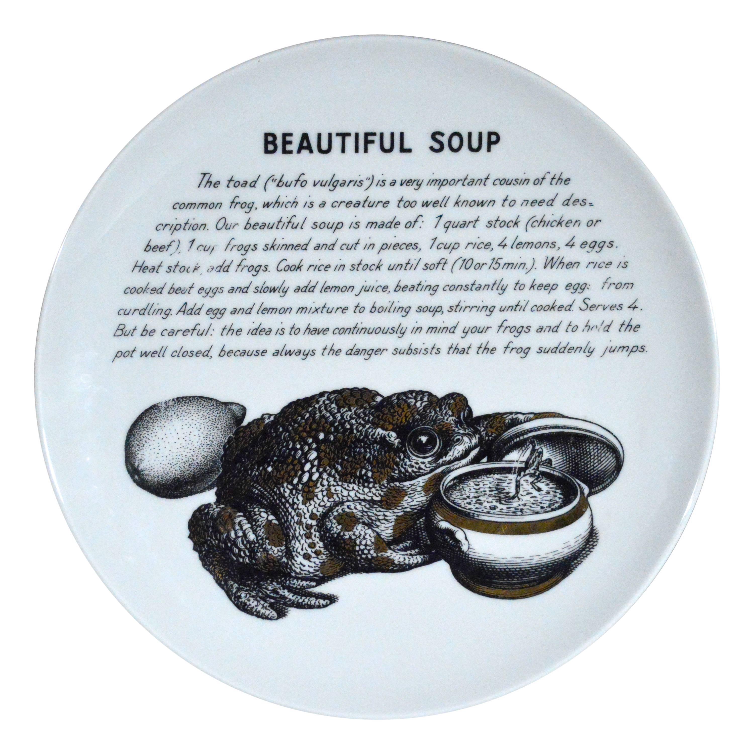 Piero Fornasetti Recipe Plate- Beautiful Soup Made for Fleming Joffe