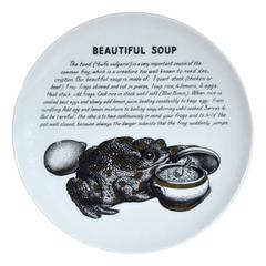 Retro Piero Fornasetti Recipe Plate- Beautiful Soup Made for Fleming Joffe