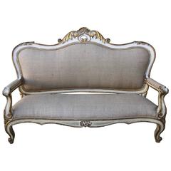 19th Century French Painted and Parcel-Gilt Settee