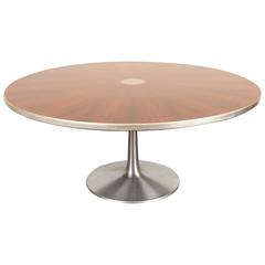 Round Rosewood Dining Table with Pedestal Base by Poul Cadovius