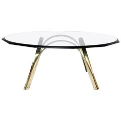 Brass Steel and Glass Tri-Mark Cocktail Table 11