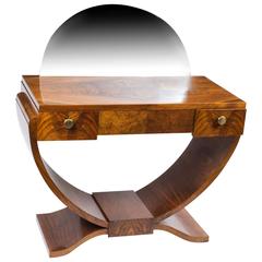 Antique French Art Deco Walnut Dressing Table, circa 1925