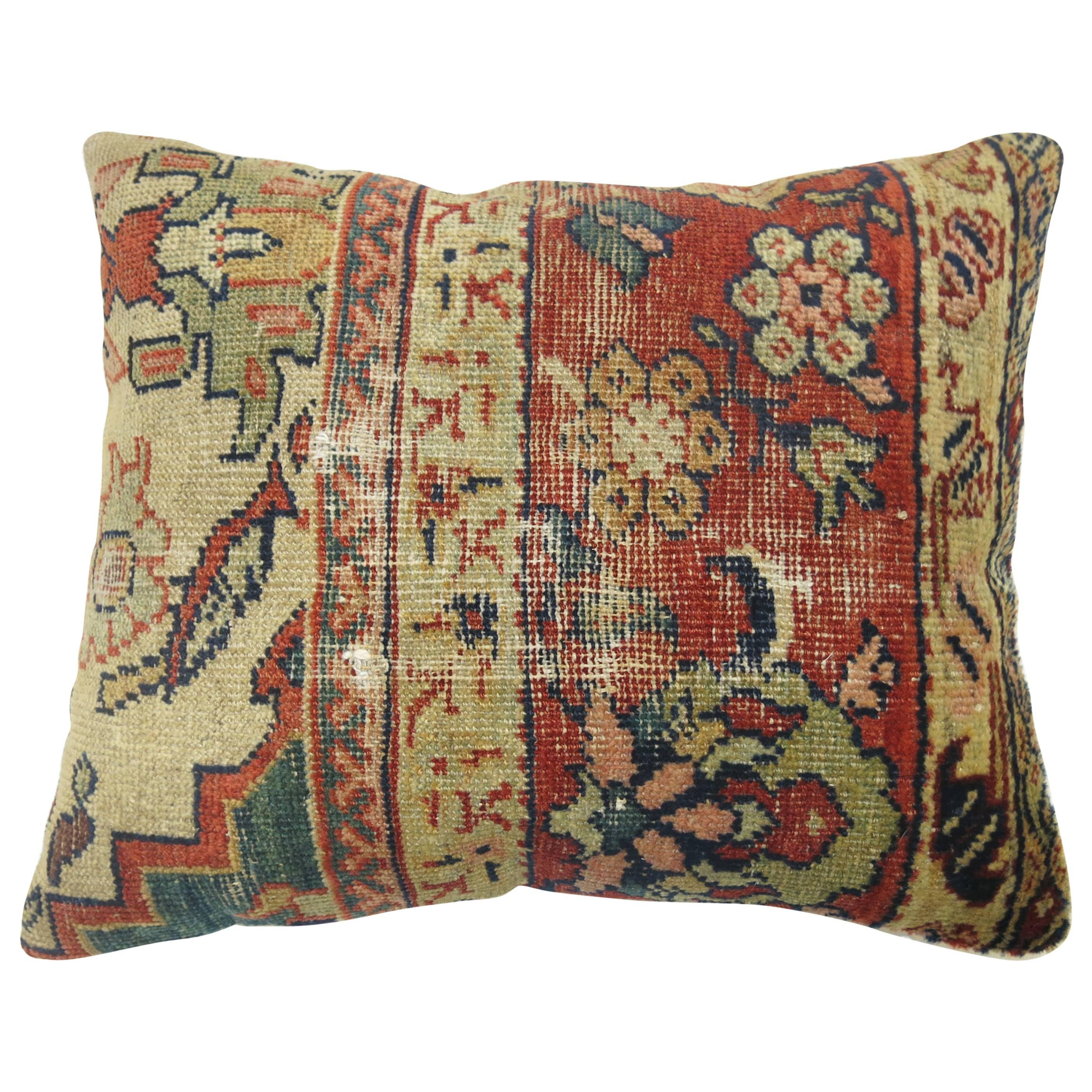 Worn Antique Persian Mahal Pillow