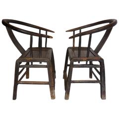 Pair of 19th Century Chinese Elm Wood Chairs