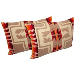 Pair of Pendleton Indian Design Camp Blanket Pillows 