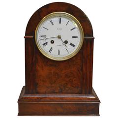 Fine Bell Striking Burr Walnut Mantel Clock