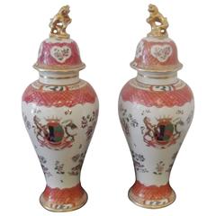 Gorgeous Pair of 19th Century French Samson Porcelain Urns
