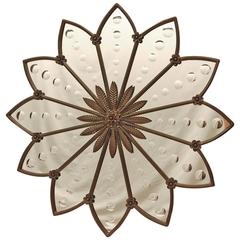 20th Century Circular Art Deco Tole Mirror with Wheel Cut Design