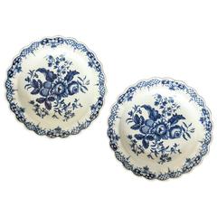 Pair of First Period Dr. Wall Worcester "Pine Cone" Dessert Plates
