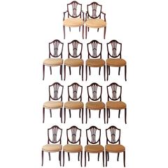 Set of 14 Dining Chairs in Hepplewhite Style, circa 1880