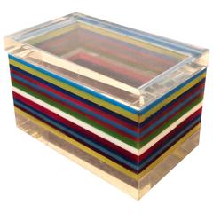 Multicolored Lucite Decorative Tabletop Box in the Manner of Albrizzi