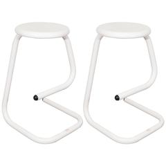Pair of White Tubular Paperclip Bar Stools for Amisco 3