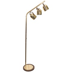 Vintage Mid-Century Koch and Lowy Brass Floor Lamp with Three Pivoting Heads