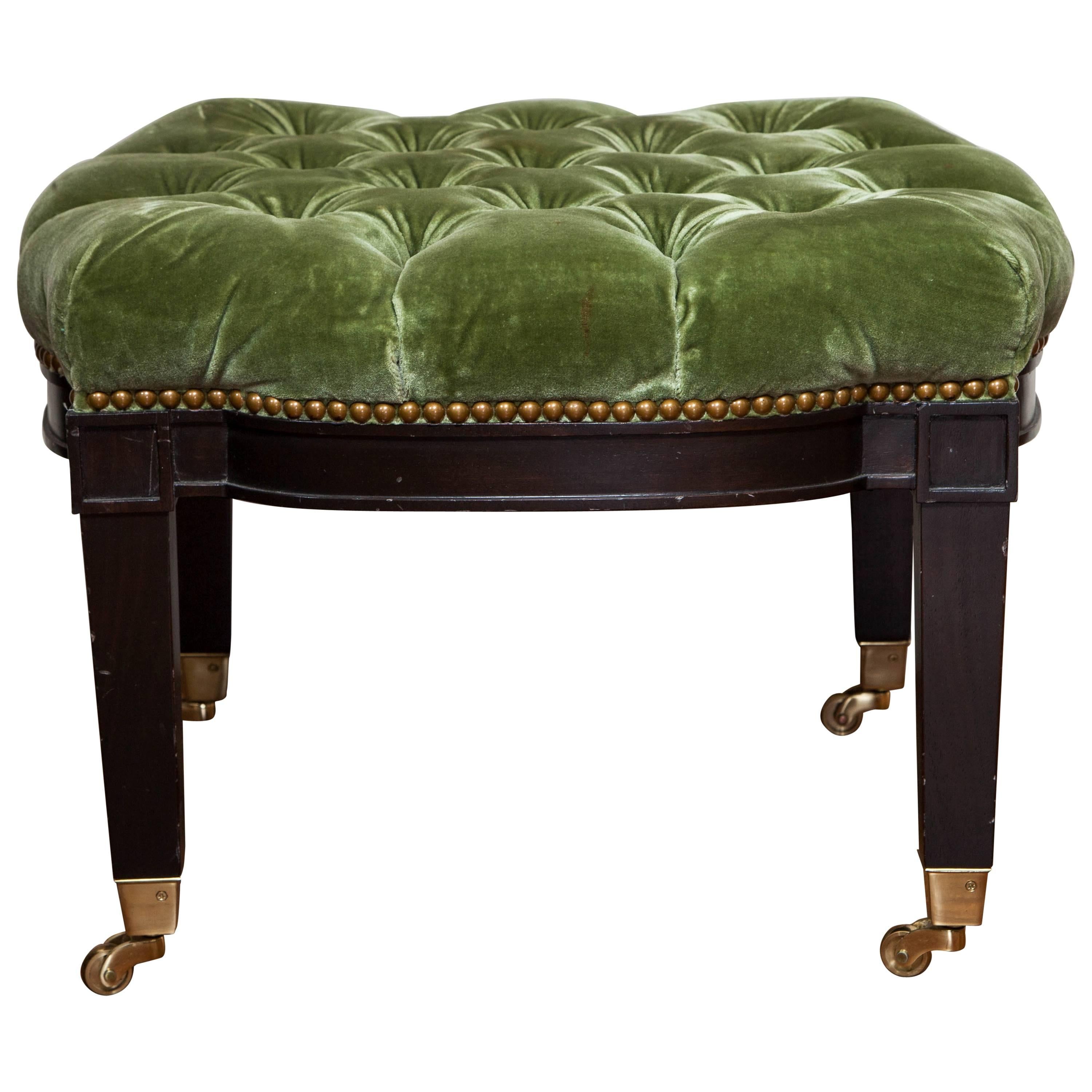 Green Tufted Ottoman on Casters