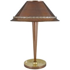 Jean Perzel Bronze and Copper Table Lamp, Signed, France, 1954