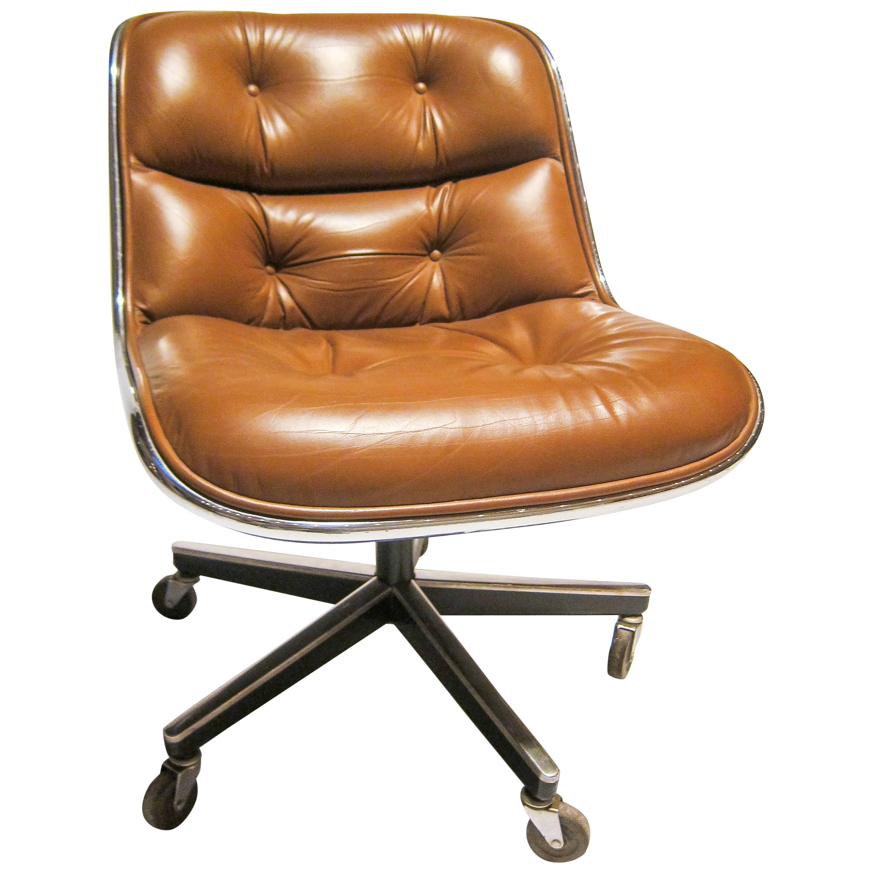 Leather Executive Chair by Charles Pollock for Knoll For Sale