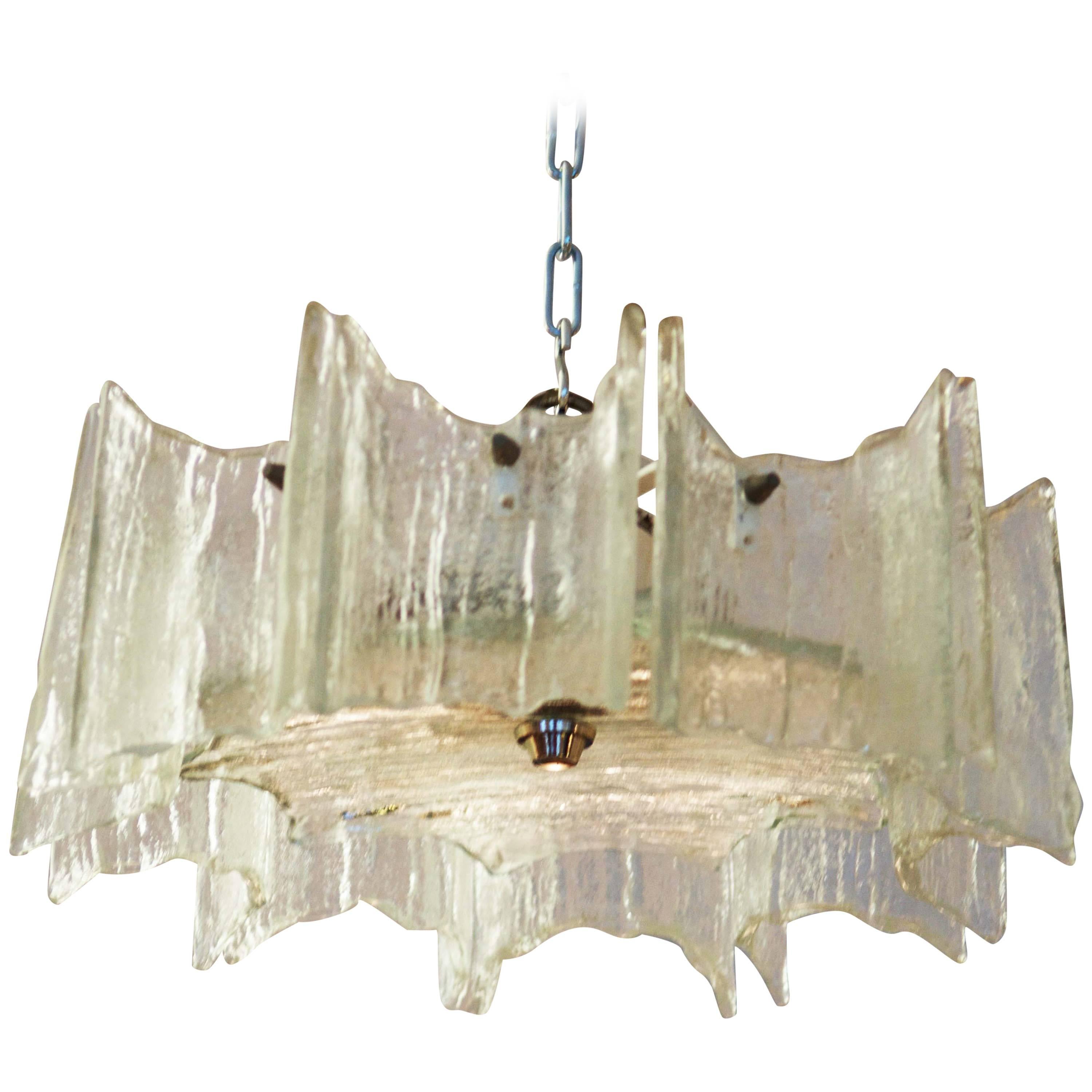 J.T. Kalmar of Austria Ice Glass Chandelier For Sale