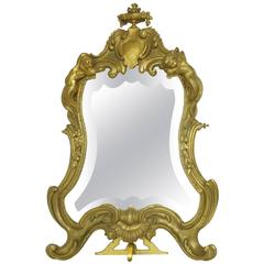Antique Gilt Bronze Louis XV Style Table Mirror