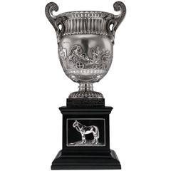 Antique Edwardian Solid Silver Massive Trophy Vase Cooler, Elkington, circa 1910