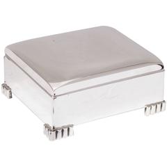 Art Deco Sterling Silver Footed Table Box with Hinged Lid