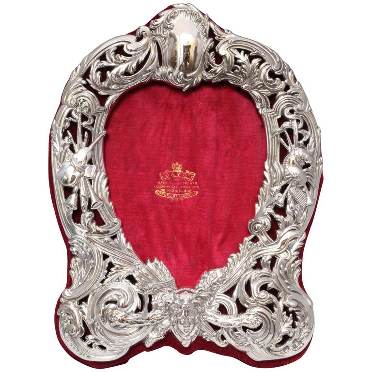 Victorian Sterling Silver HeartShaped Picture Frame For Sale at 1stdibs