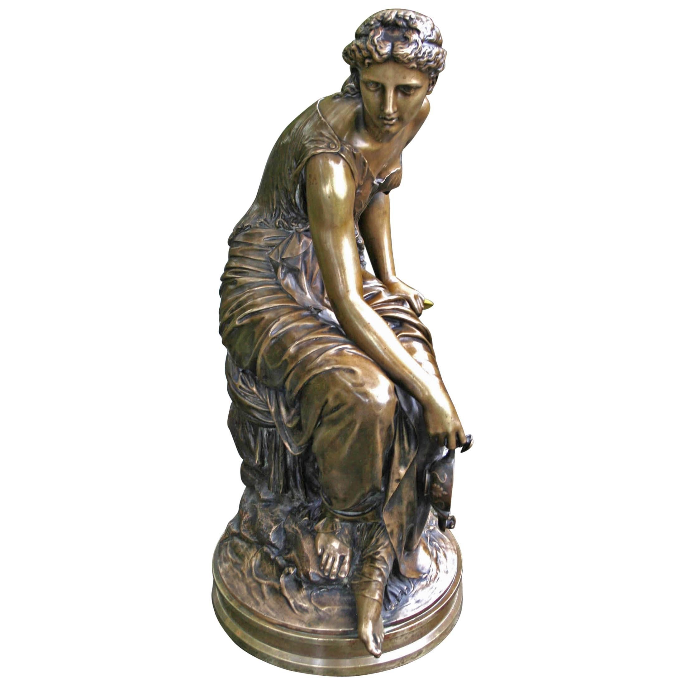 19th Century Bronze Sculpture of La Nuit (Night) by Etienne-Henri Dumaige  For Sale