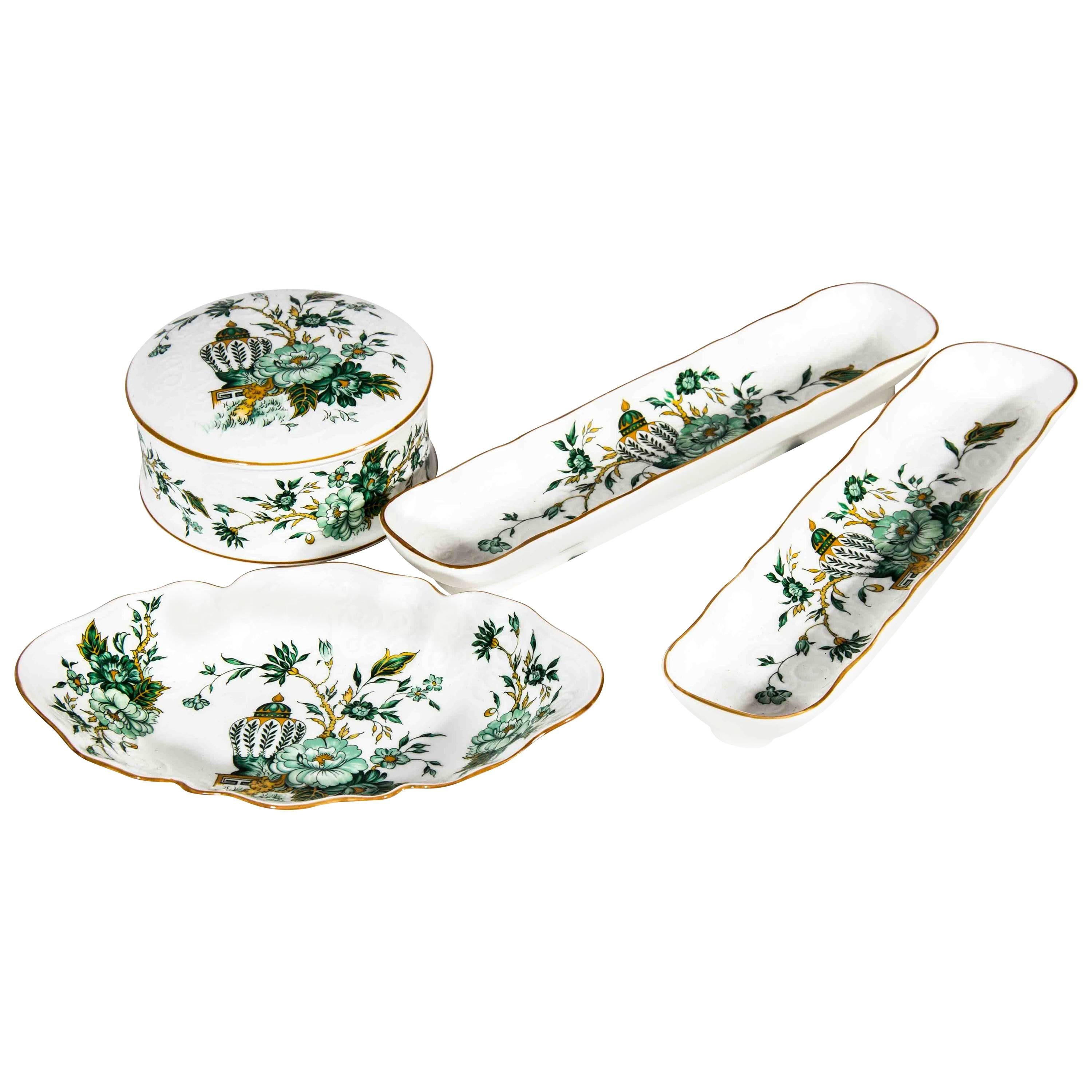 Vintage Porcelain Chinoiserie Vanity Set